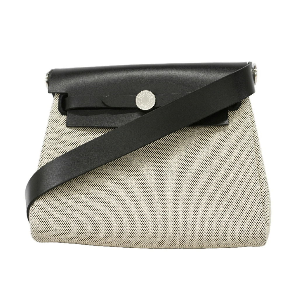 Hermes Shoulder Bag Herbag Zip Mini Toile H Black K Stamp Women's